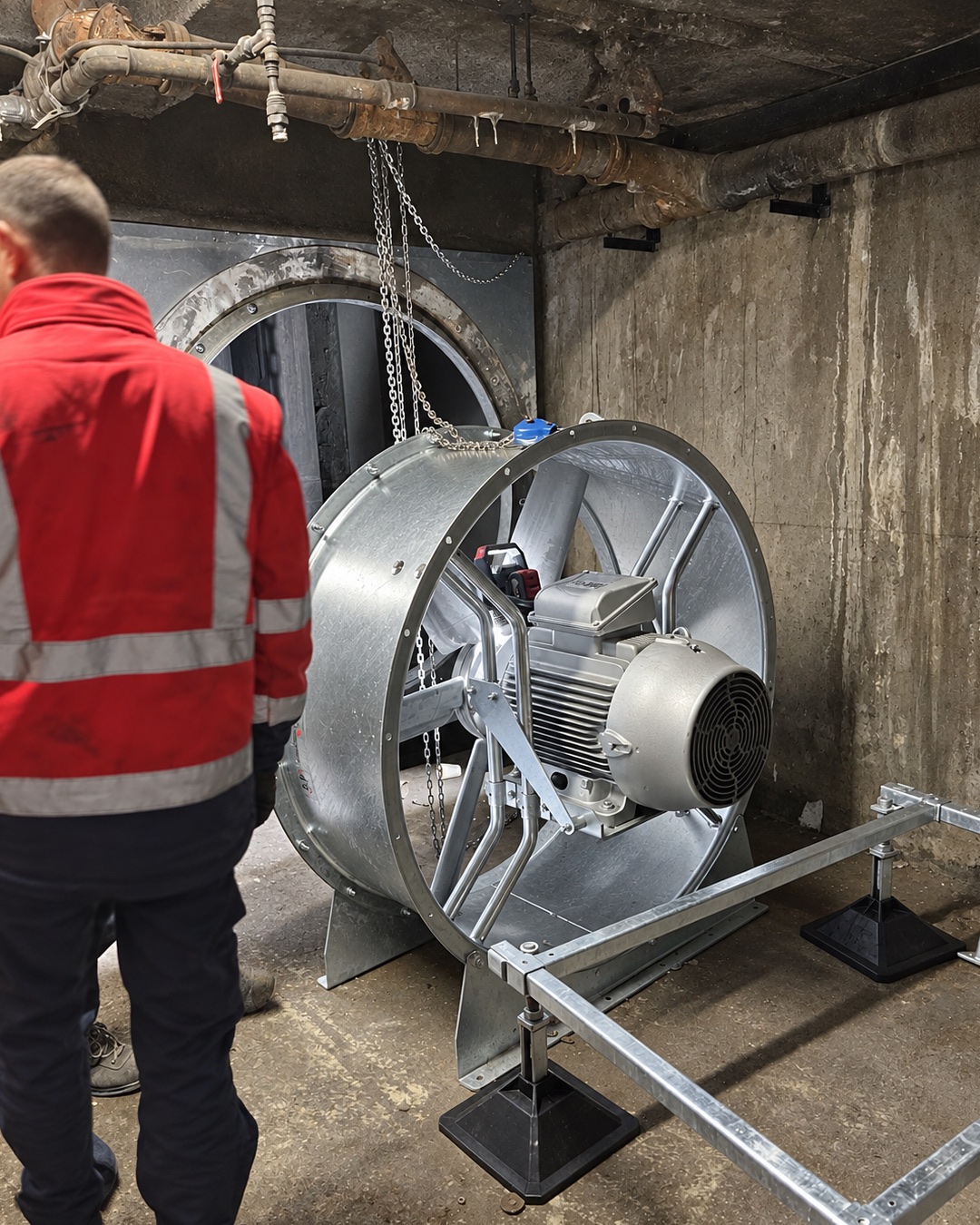 Extracteur de ventilation positionné pendant sa pose